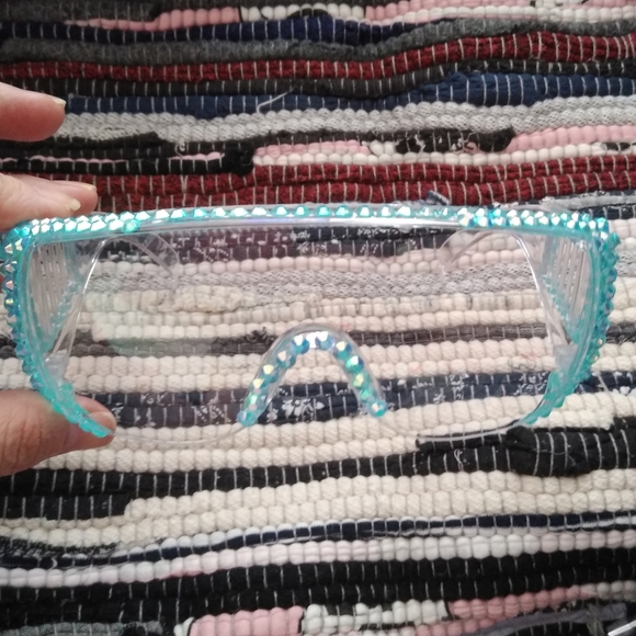 Protective Fashion Clear Blinged Safety Glasses - Picture 3 of 9